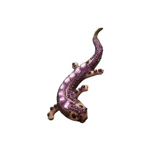 Rhinestone lizard brooch amethyst purple and pink crystal